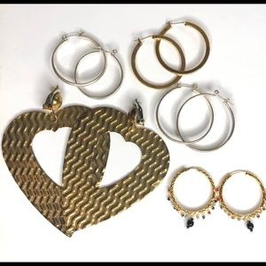5 pears of gold and silver toned earrings